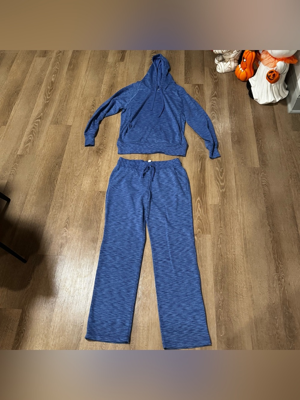 GreenTea Blue Hooded Lounge Set - Women's Two-Piece Sweatshirt & Pants
